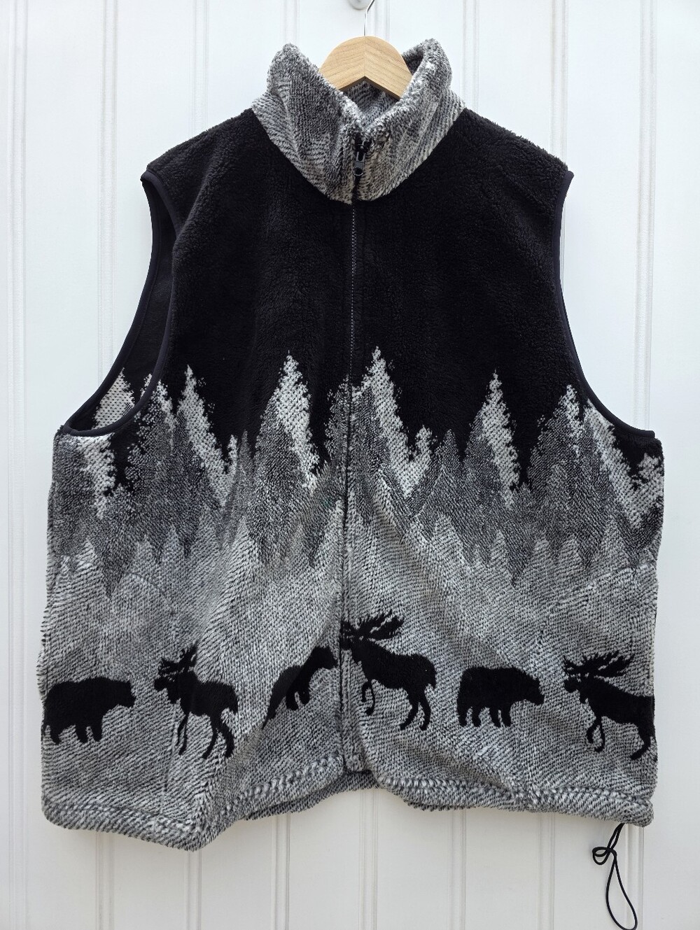 Vintage 90s Mazmania Wildlife Print Fleece Zip Up Vest 3X